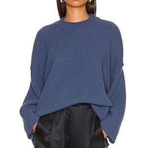 Free People Women Indigo Blue Long Sleeve Peaches Oversized Tunic Sweater Sz M